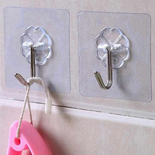 Transparent Self-Adhesive Wall Hooks – Strong Hold, No Drill, Damage-Free Hanging - Pack of 1