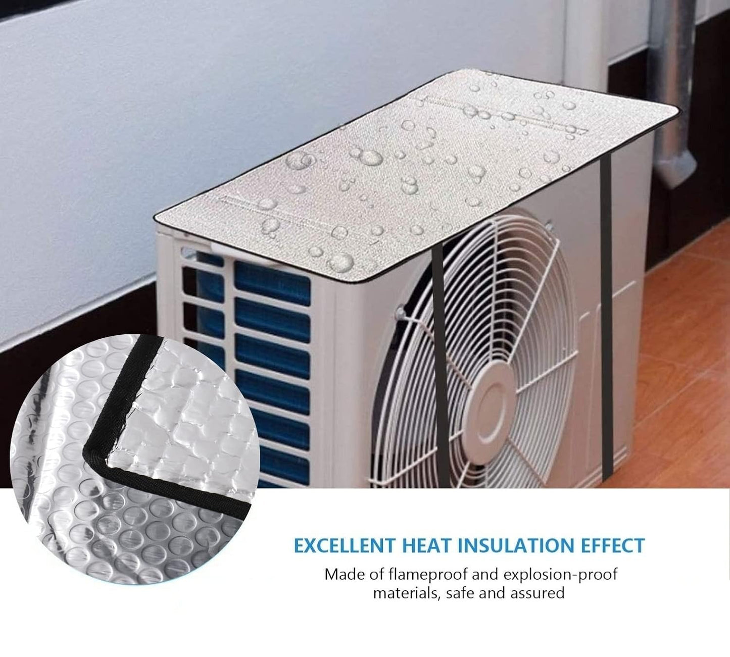 AC Outdoor Unit Sunshade Cover – Silver Foil Reflective Heat Shield & Dust Protector for Air Conditioner External Units