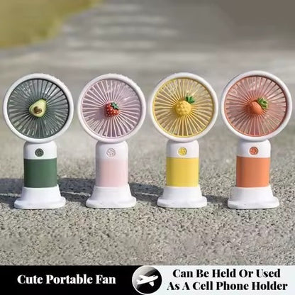 Rechargeable Mini Handy Fruit Character Fan Portable USB Cooling Fan Cute Design Handheld Fan for Kids and Travel - With Cable (Random Color)
