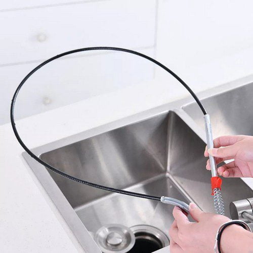 Stainless Steel Hair Catching Drain Cleaner Wire Spring Sink Cleaning Stick (50cm)