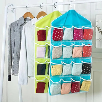 16-Pocket Multifunction Hanging Storage Bag | Door & Wall Mounted Closet Organizer | Random Colour