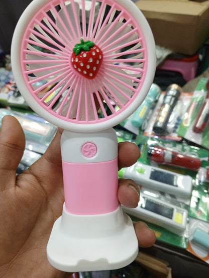 Rechargeable Mini Handy Fruit Character Fan Portable USB Cooling Fan Cute Design Handheld Fan for Kids and Travel - With Cable (Random Color)